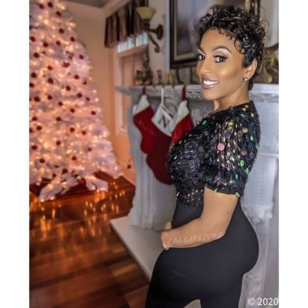 Callie Coin: Feathered Sequin Furry Knit Jumpsuit S M L - Picture 11 of 17